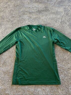 Mizuno Men's Long-Sleeve Performance Tee - Green size large